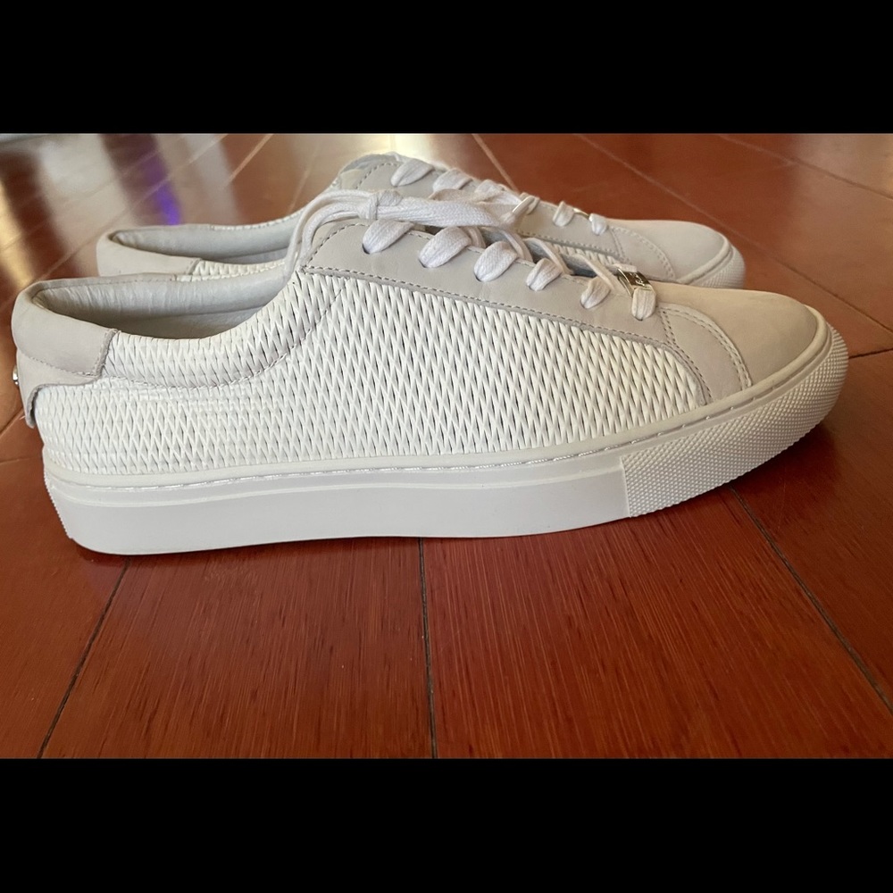 J/S Slides white leather sneakers. Never worn!